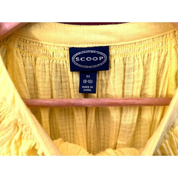 Scoop Yellow Gauze Cotton Drawstring Casual Relaxed Long Sleeve Blouse Size 8/10 - Picture 3 of 6